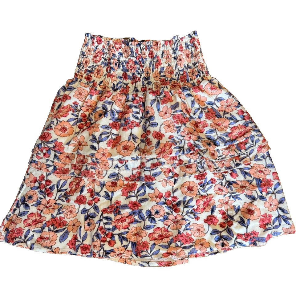 KENDALL & KYLIE Floral Tiered Skirt Spring Easter Women's Small Stretchy Lined‎